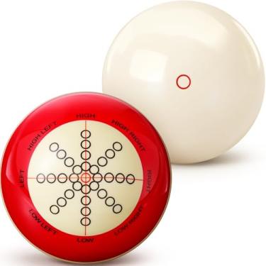 Imagem de Gemscream 2 peças de bola de bilhar com pontos para treinamento, artefato de treino, tamanho regulável, bolas de sinuca de treinamento de 6,5 cm para jogos de acessórios de mesa de bilhar esportivos