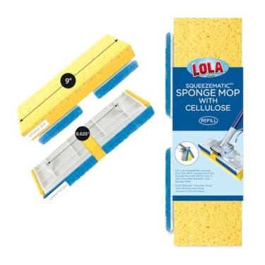 Imagem de Lola Produtos Refil de esponja de borboleta SqueezeMatic de celulose, 23 cm, cabeça de substituição, limpeza de piso, comparável com refil de esponja Quickie tipo S