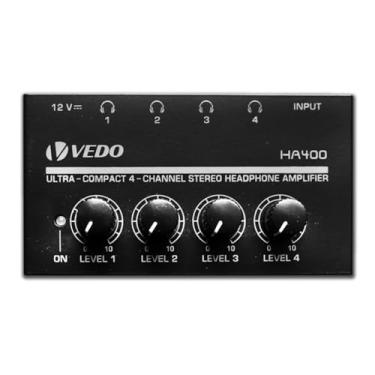 Imagem de HA400 amplificador de fone de ouvido -4 canais amplificador de áudio estéreo de metal, 12V 1A, saída de fones de ouvido TRS de 1/4 "e entrada de áudio TRS para estágio de estúdio de guitarra de PC