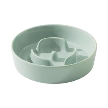 Imagem de Havniva Tigela de alimentação lenta de cerâmica para cães pequenos, tigela de comida lenta para cães pequena, tigela de água lenta para cães, animal de estimação mais lento para se divertir, parar o inchaço, evitando asfixia (1 verde claro, 15 cm)