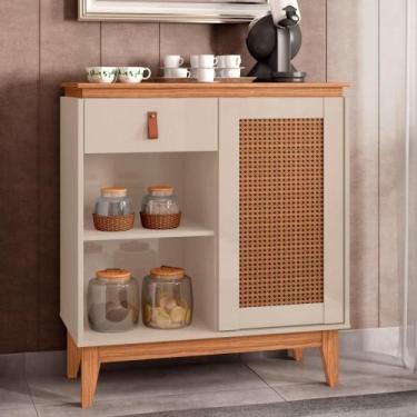 Imagem de Aparador Cantinho do Café Célia Efeito Palha Off White Noce - CASA H