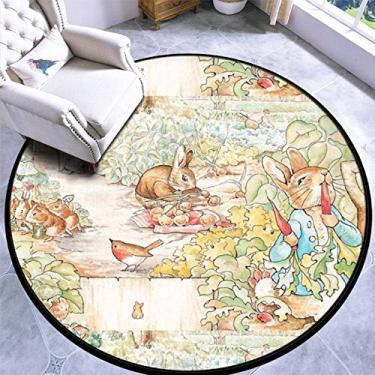 Imagem de Tapete redondo infantil tapete antiderrapante tapete de corredor The World of Beatrix Potter grande ilustração vintage tapete de porta para quarto, sala de estar, decoração de casa