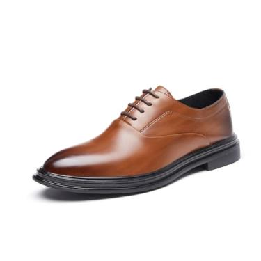Imagem de Sapato social masculino Oxford de couro legítimo, estilo vintage britânico, formal, para casamento, para homens, Marrom, 44