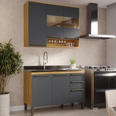 Imagem de Cozinha Compacta 2 peças 6 Portas 2 Gavetas 100% Mdf Nápoli Prime