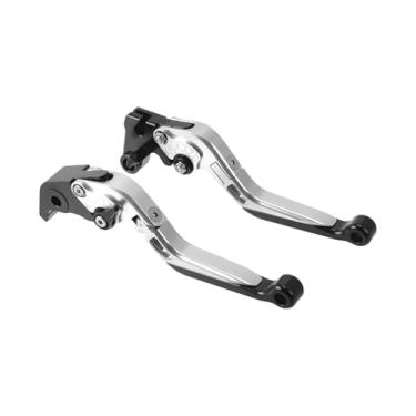 Imagem de A ABSOPRO Alavancas de embreagem de freio longas curtas para Yamaha YZF R1 2009-2014 6 alavancas de freio ajustáveis para guidão de motocicleta liga de alumínio alça prateada extremidade preta