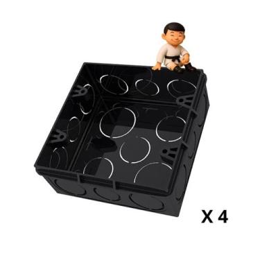 Imagem de Kit com 4 tigre caixa de embutir eletroduto pes preta 4 x 4 - 000746
