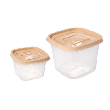 Imagem de Kit 2 Potes Quadrados com Tampa 1,2 L / 500ml Plástico Clic - PLASUTIL