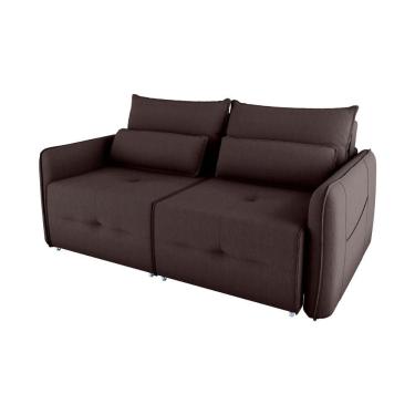 Imagem de Sofá Cama 2 Lugares Com Almofadas 205cm Celine Suede Marrom Matrix Suede Marrom