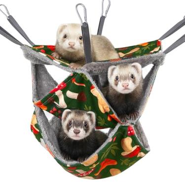 Imagem de Glittme Rede macia para furões de 3 camadas, rede de porquinho-da-índia, lavável, rede de rato, acessórios para gaiola de hamster, brinquedos aconchegantes para cama de furão para animais pequenos
