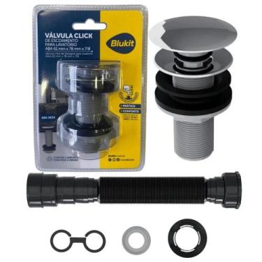 Imagem de Kit Válvula Click Lavatório + Sifão Black(Preto) Blukit