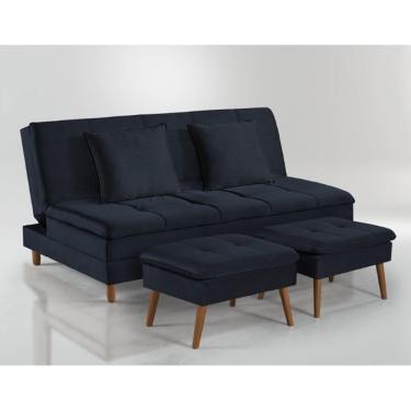 Imagem de Sofá Cama Vegas Com 2 PuffsTalento Móveis Preto