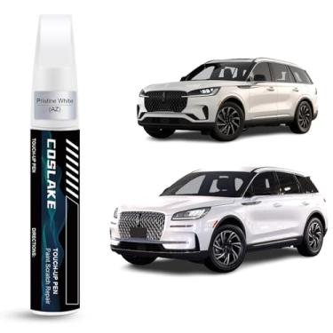 Imagem de COSLAKE Tinta de retoque de carro (branco imaculado (AZ)) para LINCOLN, kit de reparo de arranhões de tinta de carro, solução rápida e fácil de reparar, caneta removedor de arranhões 2 em 1 com 2