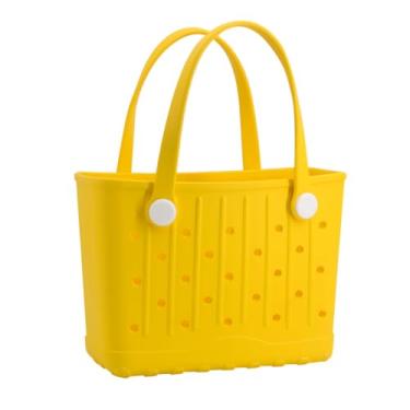 Imagem de GBB Bolsa de praia de borracha pequena bolsa de praia impermeável ao ar livre, bolsa de viagem portátil para esportes, piscina, atividades ao ar livre, Amarelo, Bolsa aberta para uso diário