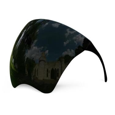 Imagem de mayoken® Óculos de sol Full Face Shield, viseira de proteção solar antirreflexo futurista para homens e mulheres, lente espelhada antiembaçamento, leve e confortável, preto transparente