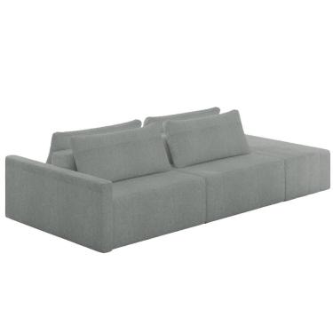 Imagem de Sofá Ilha Modular Com Puff Para Sala Living 252cm Georgia Z08 Boucle Cinza Claro - Mpozenato