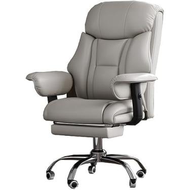 Imagem de Cadeira De Computador Com Apoio Para Os Pés, Cadeira De Escritório Em Casa Cadeira De Mesa Ergonômica, Cadeira De Jogos Para Adultos, Cadeira De Mesa De Couro Com Encosto Alto A, /Brown