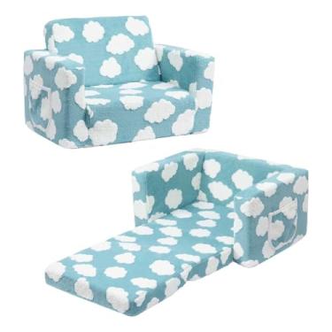 Imagem de ALIMORDEN Cadeira infantil 2 em 1 dobrável ultramacia, com enchimento de espuma, azul