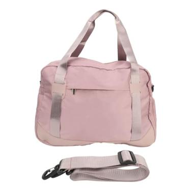 Imagem de Bolsa de ginástica para mulheres nylon weekender saco durante a noite com alça de ombro ajustável para treino esportivo de viagem rosa