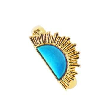 Imagem de FUN JEWELS Anel de humor com mudança de cor Sunburst, banhado a ouro, tamanho ajustável, presentes para mulheres