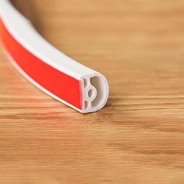 Imagem de Fita De Exclusão De Correntes De Ar Para Portas E Janelas, Tira De Vedação De Portas Design De Vários Furos Silicone Autoadesivo à Prova De Som à Prova De Poeira à Prova De Ve, White, 9 * 8mm