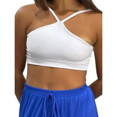 Imagem de Top Cropped Feminino Cruzado Frente Única Costa Nua Academia Treino - 