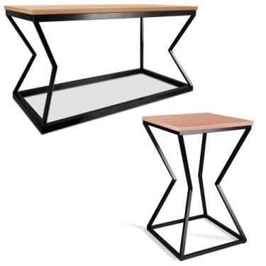 Imagem de Conjunto de Mesas Canto Lateral e Centro Retangular Austria Industrial