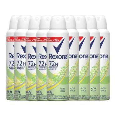 Imagem de Kit Desodorante Aerosol Rexona Erva Doce Feminino 150ml - 9 Unidades