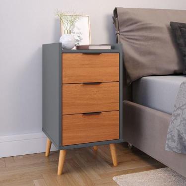 Imagem de Mesa De Cabeceira Retrô Mesinha Decorativa Quarto Casal - Toni - 3 Gav