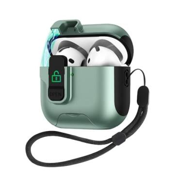 Imagem de Capa de fone de ouvido com suporte magnético para vagens de ar 3 caixas de luxo para vagens de ar 3 cobertura protetora com cordão de qualidade,Green