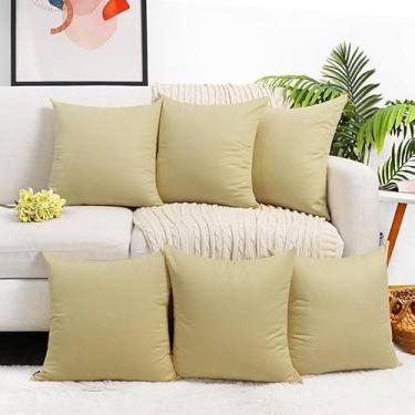 Imagem de capa almofada conjunto com 6 almofadas decorativas de peluche (cores sólidas) 45X45 cm sem enchimento capa para almofada (PALHA LISO)