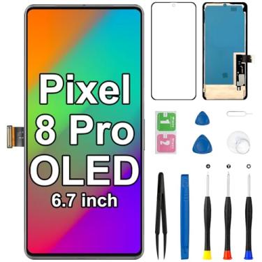 Imagem de Substituição de tela OLED para Google Pixel 8 Pro 5G com moldura GC3VE G1MNW Touch LCD Display Digitalizador Montagem completa com kit de ferramentas de reparo de 6,7 polegadas (suporte a impressão