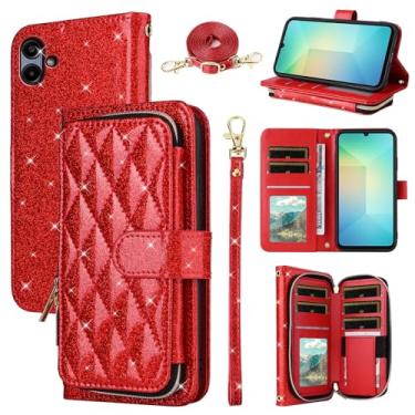 Imagem de Furill Capa carteira para Samsung Galaxy A06 5G com alça de pulso alça de ombro transversal de couro PU de luxo com zíper bolsa suporte para cartão acessórios de celular capa para celular Ao6 A 06 4G