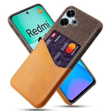 Imagem de Capa para Xiaomi Redmi 13 4G,Tela e tampa de couro PU,Antideslizante,360°cobertura completa à prova de choque com 1 slot de cartão atrás,Prevenção de queda-Brown