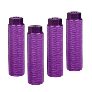 Imagem de KINSPORY Pacote com 4 pinos de bicicleta para eixos de 0,95 cm, pinos de bicicleta antiderrapantes de liga de alumínio BMX para bancos traseiros de mountain bike, suportes para ciclismo - roxo