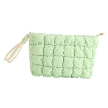 Imagem de harayaa Bolsa de maquiagem de viagem, bolsa de cosméticos moderna para lápis de sobrancelha, pincel de maquiagem e batom, Verde