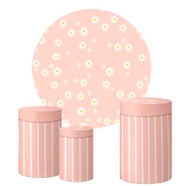 Imagem de Trio Capas Cilindro + Painel Sublimado 1,50m Margaridas (K1DAY0002)