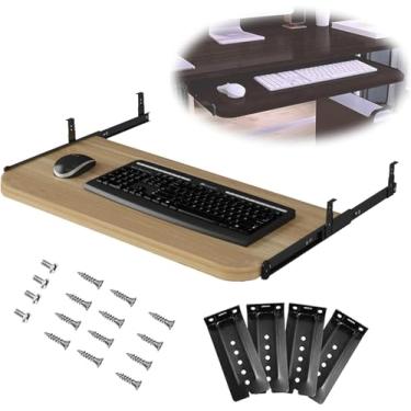 Imagem de Suporte Deslizante Para Teclado De Mouse De Computador Com Bandeja De Prateleira De Gaveta 540/600/700 × 270 Mm Para Mesa E Mesa De Pc Sob A Bandeja De Teclado Da Gaveta Da Me, White, 60x27cm