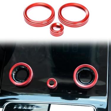Imagem de HAPPYHORSE Acabamento da tampa do anel do botão de controle central do carro compatível com Land Rover Range Rover Sport/Evoque/Velar Car Central Air Conditioning Volume Knobs Ring Cover Acessórios de
