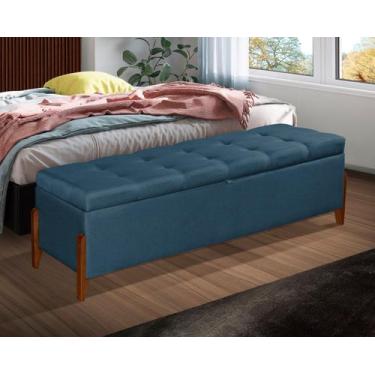 Imagem de Calçadeira Baú Recamier Sapateira Viena 195cm P/ Cama King em Linho - 