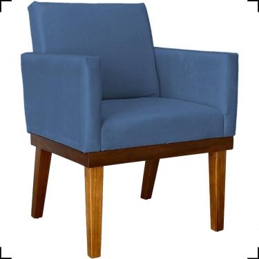 Imagem de Poltrona Decorativa Para Sala Recepção Consultório Escritório Base Em Madeira Divine Suede