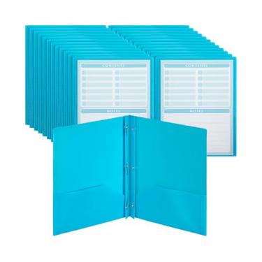 Imagem de Mr. Pen - Pastas de plástico com bolso frontal transparente, 24 peças, cores pastel, pastas de folha azul para documentos