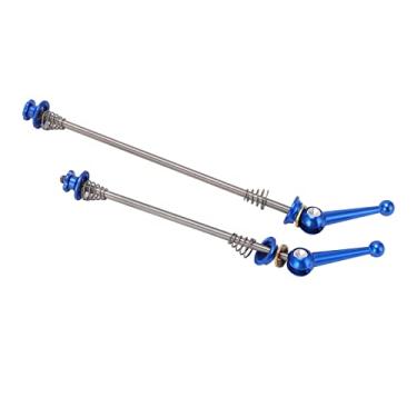 Imagem de Bicycle Hub Pólos de liberação rápida Titanium liga eixo de altura da alavanca de espeto leve Durável Rodas de bicicleta traseira dianteira CNC Disco para bicicletas de freio de (Azul)