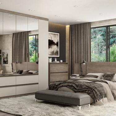 Imagem de Guarda-roupa Nobre 6 Portas 250cm X 230cm X 55cm Rustic/ Off White