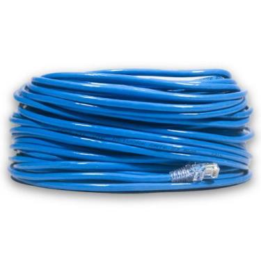 Imagem de Cabo de Rede CAT6 50 Metros 50m Azul Rolo UTP Ethernet Crimpado 23AWG 