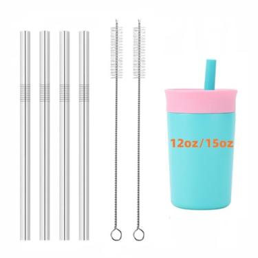 Imagem de Canudos de substituição de metal compatíveis com Owala Kids Copo de aço inoxidável com isolamento térmico de 340 g/425 g (para Owala 340 g/425 g)