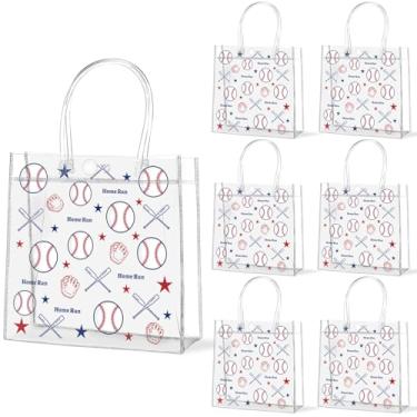 Imagem de Lonfliness 24 peças de sacos de presente de beisebol de PVC transparente com alças tema esportivo a granel guloseimas doces sacolas de presente de equipe de beisebol para meninos festa de aniversário