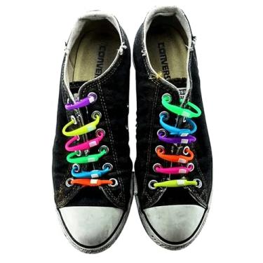 Imagem de Kit Cadarços Coloridos De Silicone Brilhante Para Tênis (12 Cadarços)