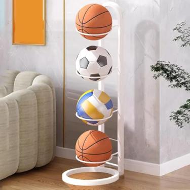 Imagem de Suporte Vertical de 4 Camadas para Armazenamento de Bolas, Rack de Armazenamento de Bola de Basquete, Suporte de Armazenamento de Bola de 4 Camadas, Rack de Armazenamento de Bolas, Prateleira Portátil