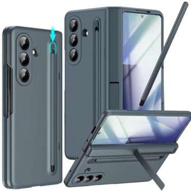 Imagem de YQODSZ Capa para Samsung Galaxy Z Fold 7 com suporte para caneta S e caneta Stylus, capa de telefone Z Fold7 com dobradiça de suporte, protetor de tela HD, cobertura total, compartimento para caneta
