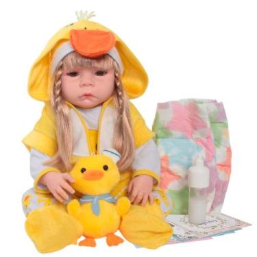Imagem de Bebê Reborn Boneca Silicone Pode Dar Banho Roupa Patinho - Cegonha Reb